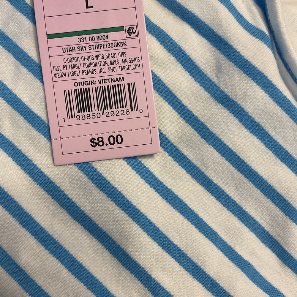 ❤️3/$15 Wild Fable Blue and White Striped Top Size L (NWT) - Picture 3 of 5